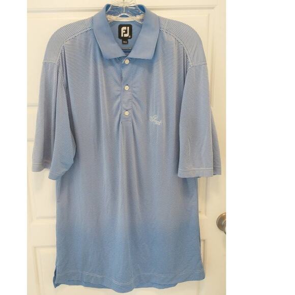 FootJoy Golf Polo. Men's Medium. Blue/White Stripe. - Picture 1 of 7